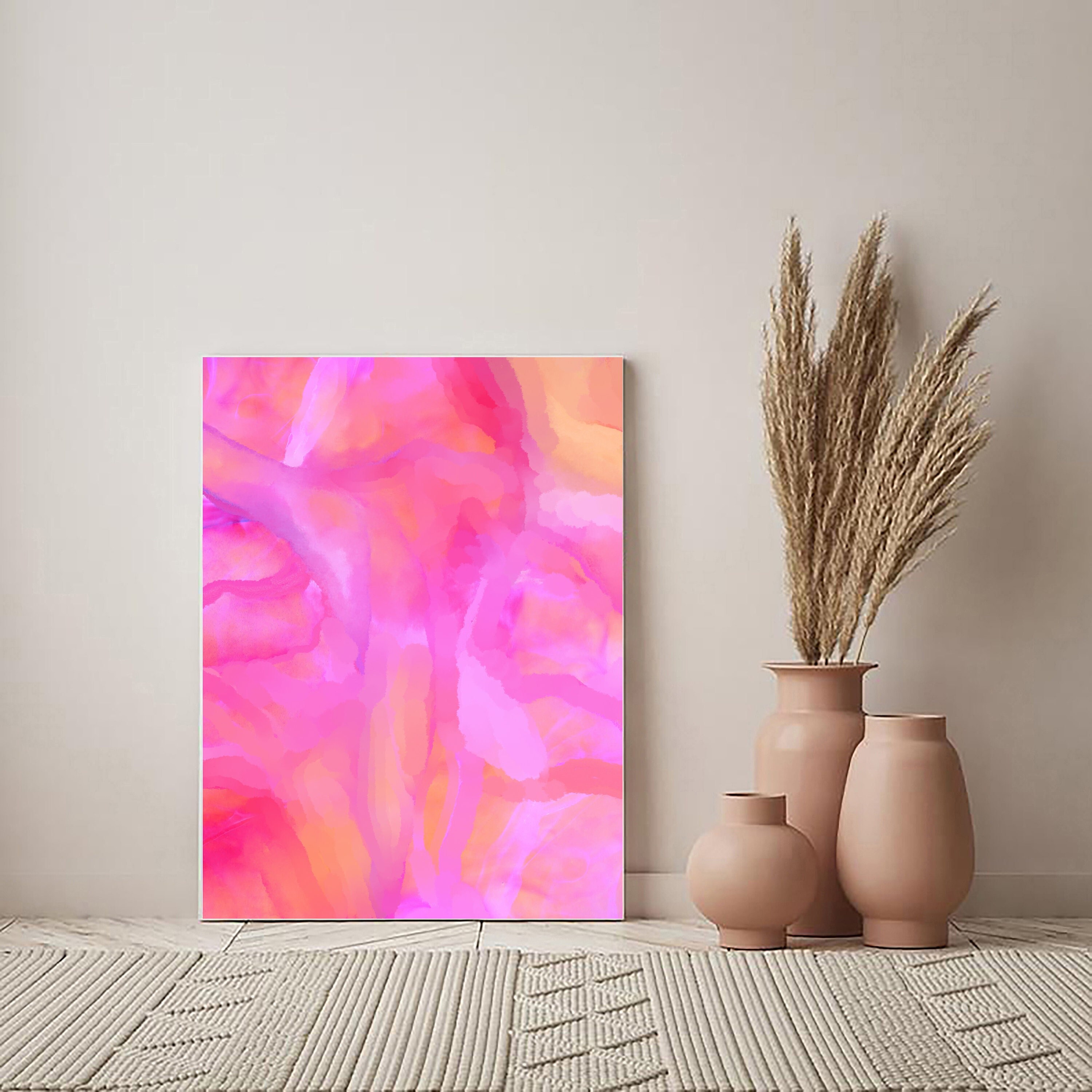Pink Wall Art Hot Pink Poster Pink and Orange Print Etsy