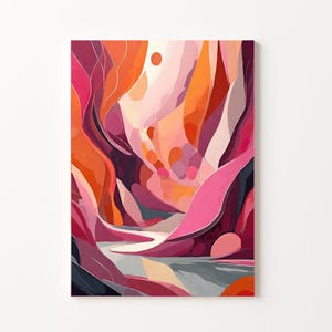 Pink wall art | Pink and orange art | Abstract painted wall art | Deep pink painting | Orange wall decor | Pink Poster | Large Art Print