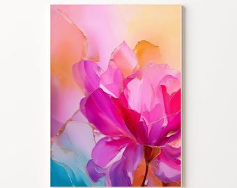 Stampa artistica floreale astratta: dipinto moderno di fiori viola (download digitale)