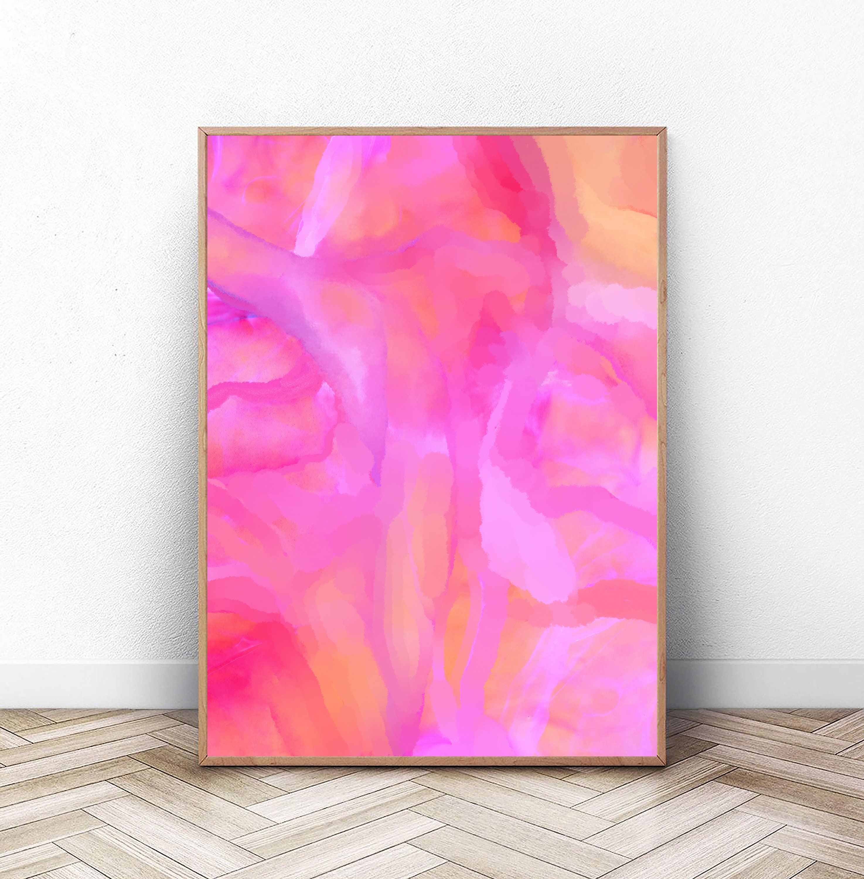 Pink Wall Art Hot Pink Poster Pink and Orange Print Etsy