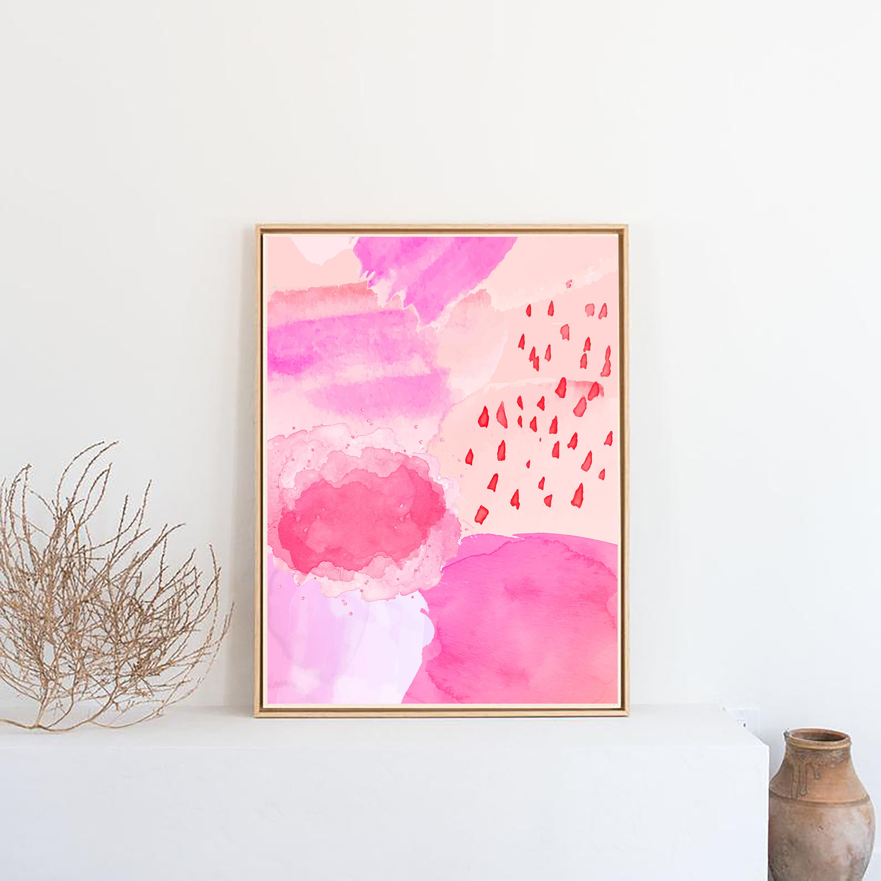  Pink Fashion Canvas Wall Art Perfume Artwork Pink Shoes  Watercolor Painting on bag painting for woman's room art print of watercolor  painting : Handmade Products