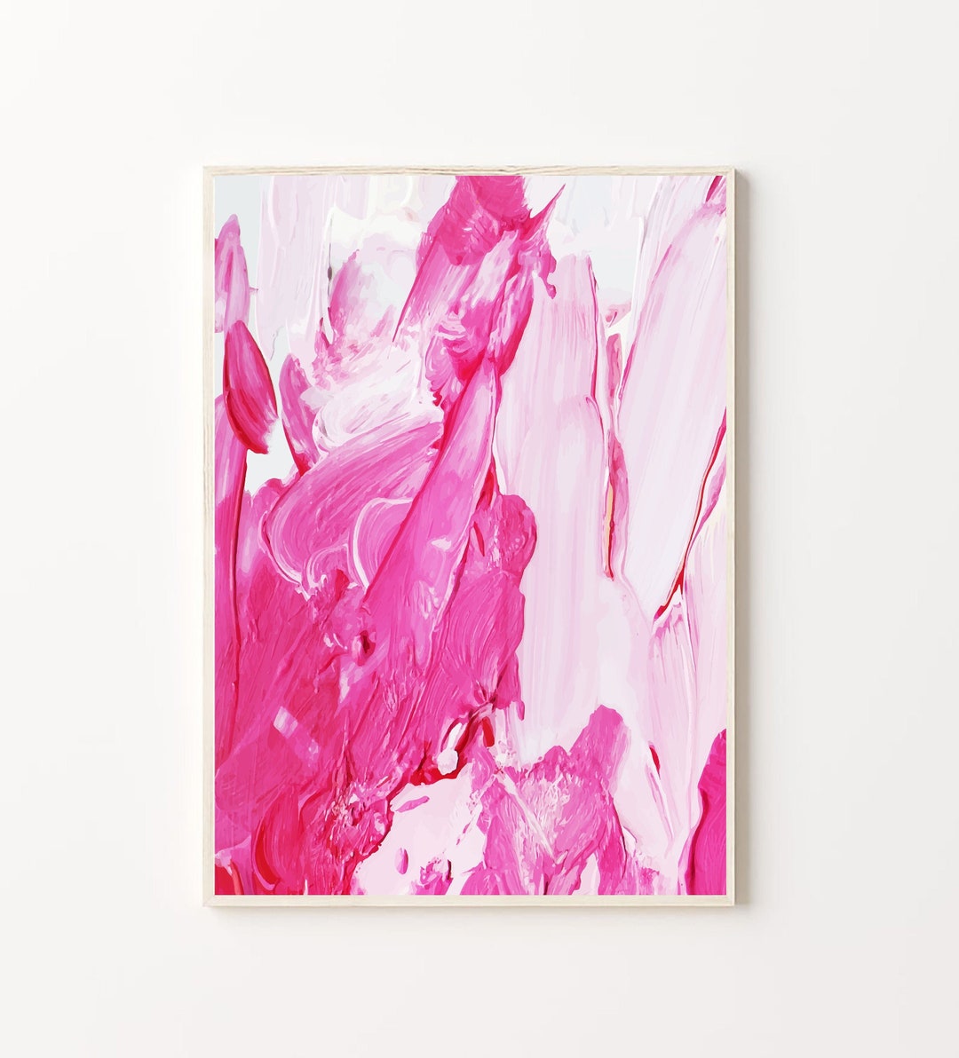 Hot Pink Abstract Art Pink and White Abstract Painting Art Print Bright