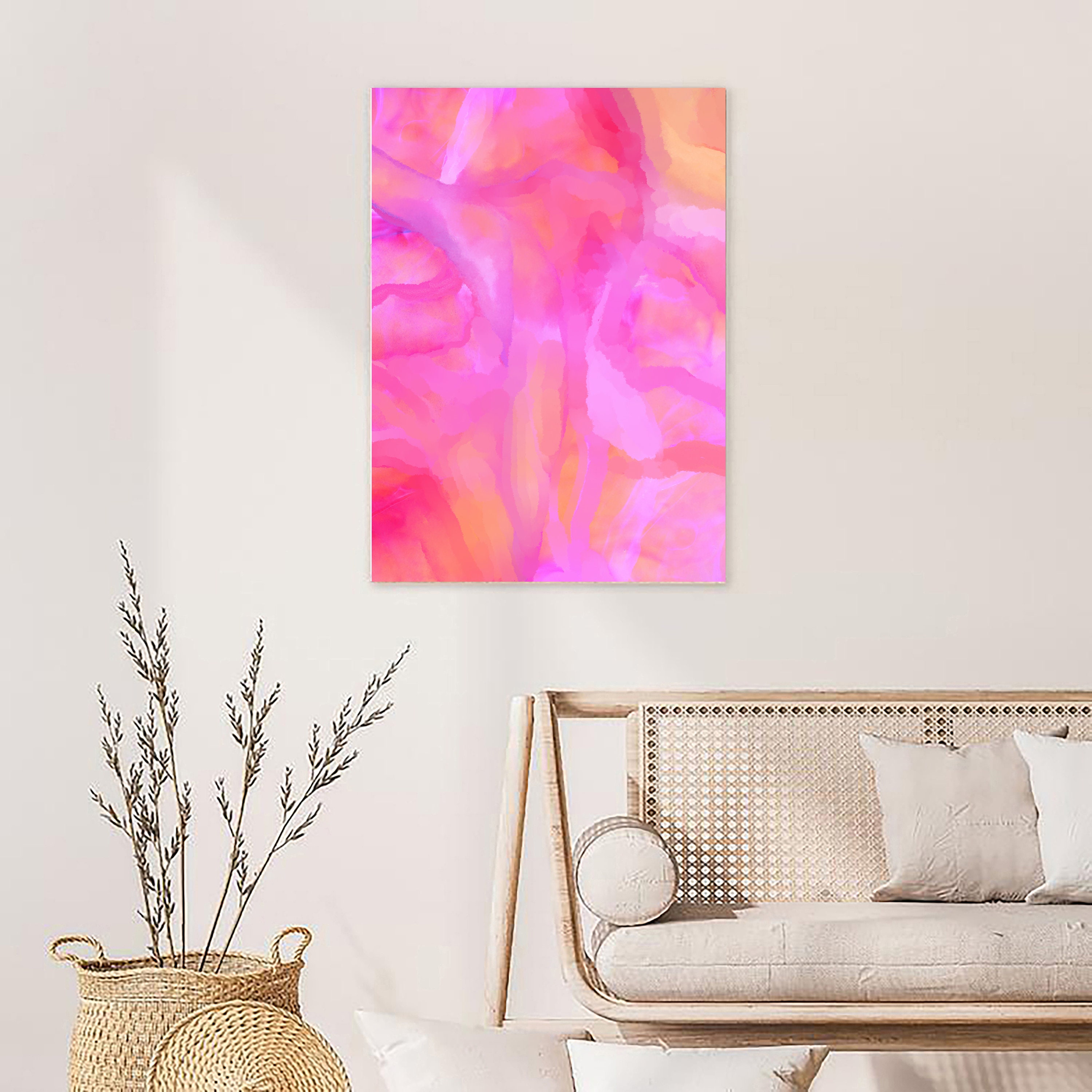Pink Wall Art Hot Pink Poster Pink and Orange Print Etsy