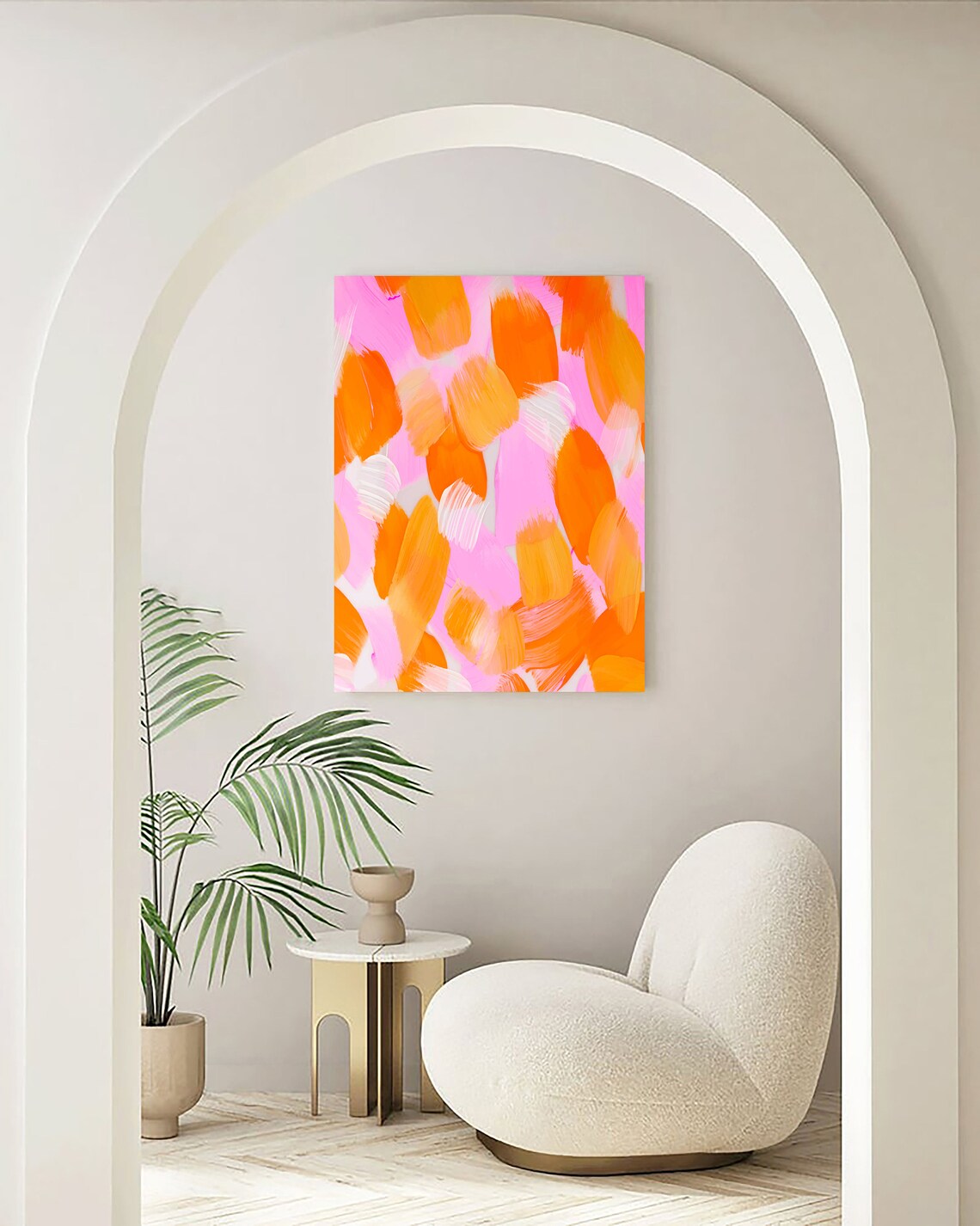Pink and Orange Wall Art Hot Pink Art Orange Painting Etsy