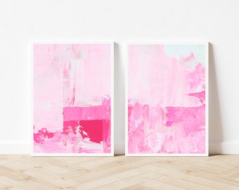 Pinke abstrakte Kunst Drucke: 2er Set (Digitaler Download)