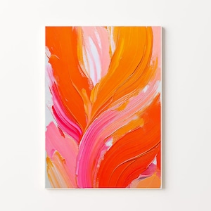 Orange and pink art | Vibrant pink and orange decor | Hot pink and neon orange wall art | bright printable art | Colorful Modern abstract