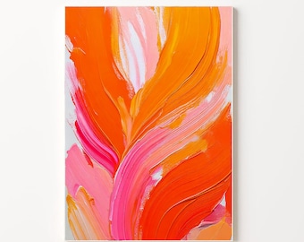 Lámina abstracta naranja y rosa: Decoración moderna y colorida (descarga digital)