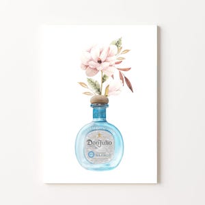 Tequila wall art | Don Julio tequila print | Tequila blanco | Tequila poster | Tequila flowers wall art printable | Bar cart art | Bar Art