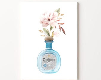Don Julio Tequila Floral Print | Bar Cart Art (Digital Download)
