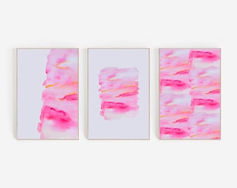 Hot Pink Watercolor Abstract Prints: Set of 3 (Digital Download)