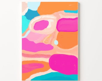 Abstract Pink and Orange Wall Art: Modern Decor (Digital Download)