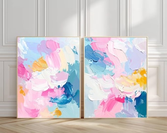 Pastel Abstract Brushstroke Print Set: Modern Colorful Wall Art (Digital Download)