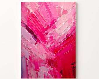 ディープピンクの抽象画アートプリント：モダンな壁装飾（デジタル 