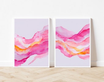 Abstract Pastel Pink Watercolor Prints: Set of 2 (Digital Download)