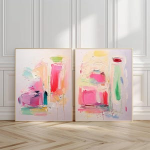 Pastel abstract art | Set Of 2 Prints | Dreamy Colours Prints | Preppy Wall Art | Preppy Room Decor | Pastel prints abstract Bright Artworks