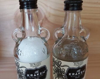 Kraken Miniture Spirit Bottle Salt & Pepper Shakers - Handmade gift - Unique and Upcycled