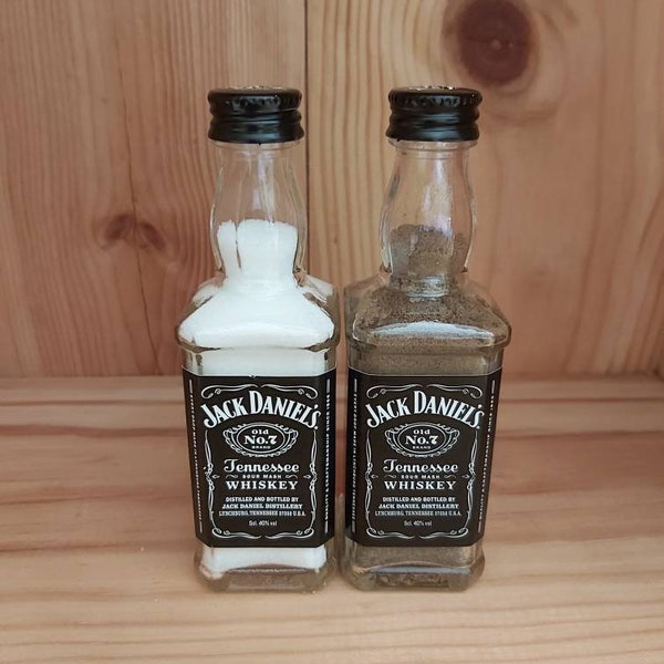 Jack Daniel's Salt & Pepper Shakers-Upcycled Miniture Spirit Bottles