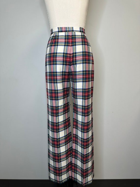 70s Red & Green Plaid Trousers - image 5