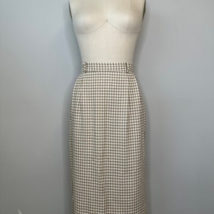 Vintage Straight Houndstooth Cream & Taupe Skirt