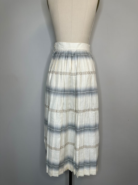 Blue, Cream, Tan Pleated Skirt