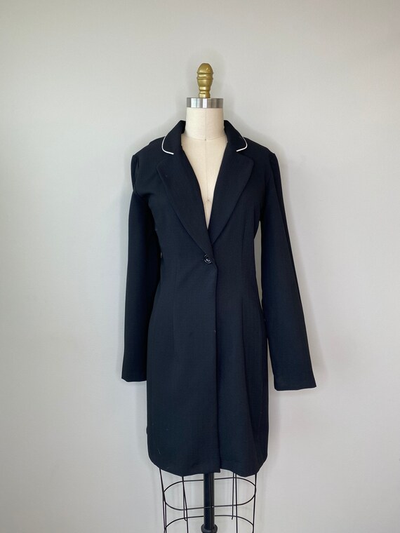 Vintage Blazer Dress with White Trim - image 4