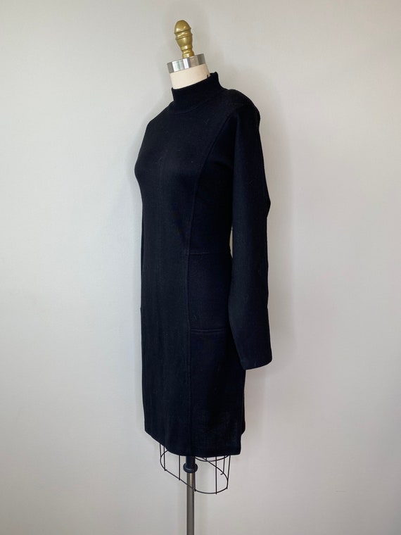 Black Thick Turtleneck Sweater Dress - image 3