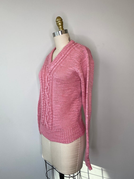 Bubble gum Pink V-Neck Knit Sweater - image 3