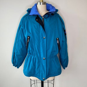 90s Teal Down Filled Ski Jacket Downhill Racer Men Puffer