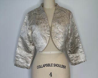 Vintage Beige und Silber Kurzer Blazer oder Bolero von Lord & Taylor