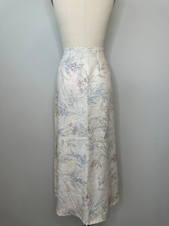 Liz Claiborne Cream Linen Pastel Floral Skirt - image 5