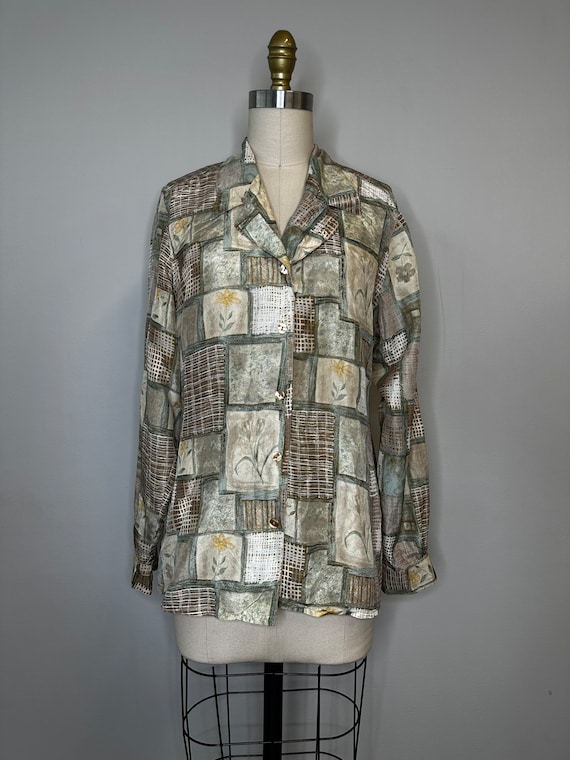 Fern Squared Silk Button Down Blouse - image 5