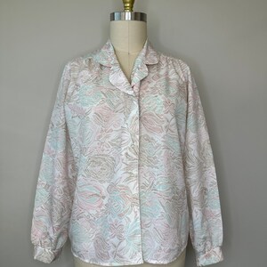Vintage 80s Pastel Long Sleeve Button Down Blouse