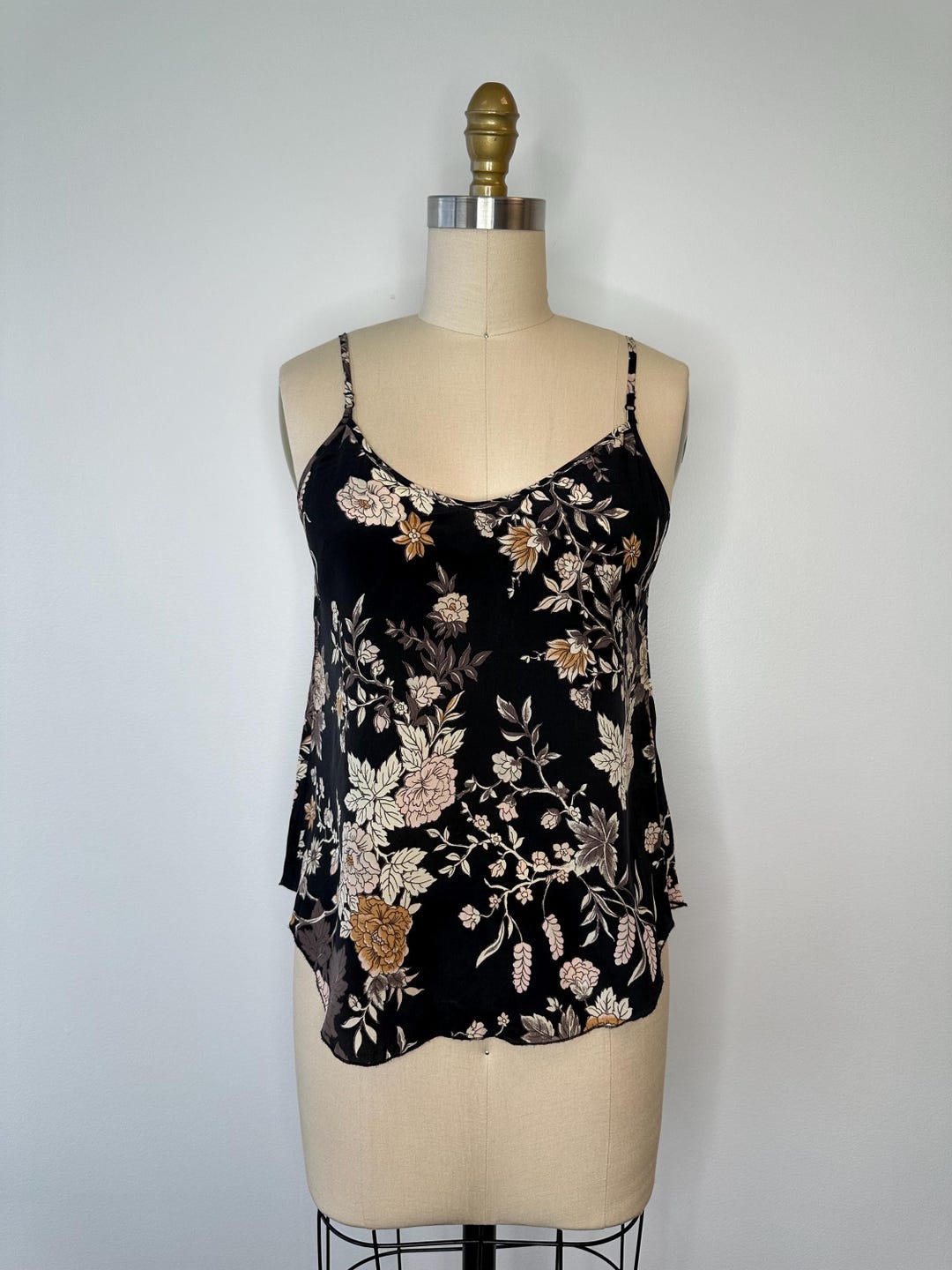 Soft Feminine Floral Black Silk Camisole - Etsy