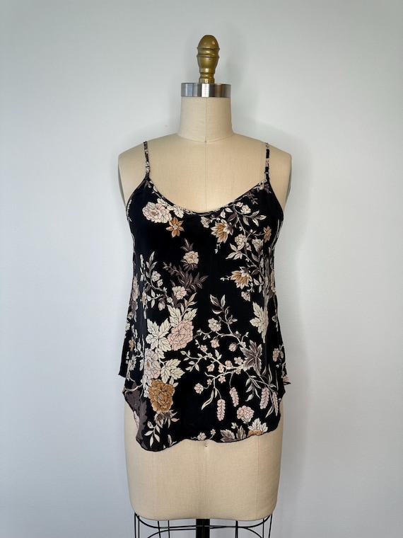 Soft Feminine Floral Black Silk Camisole - Etsy
