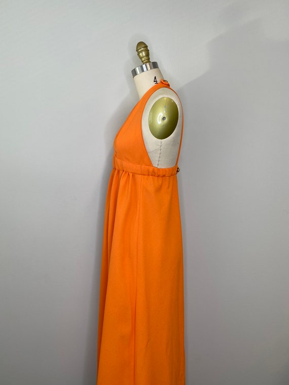 Vintage 70 Orange Halter Dress - image 4