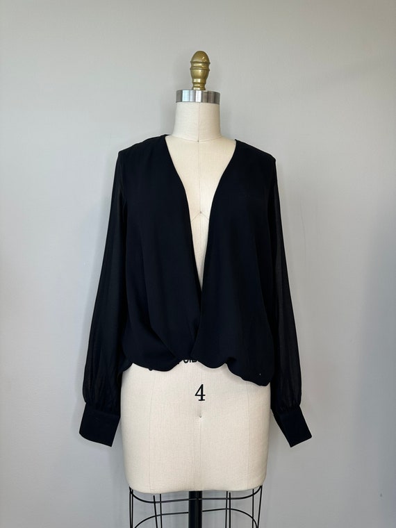 deep v long sleeve blouse