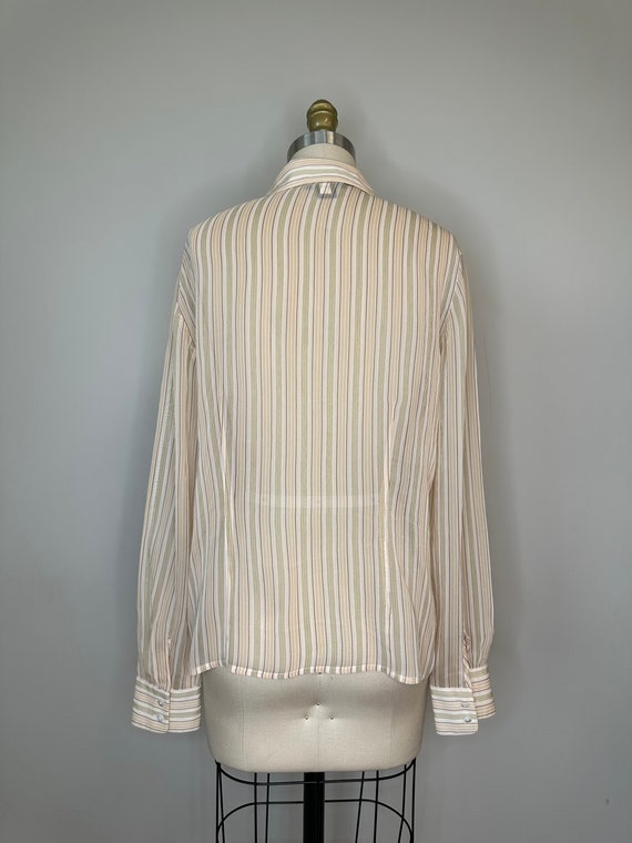 Ann Taylor Silk Dusty Pink Striped Long Sleeve Bl… - image 5