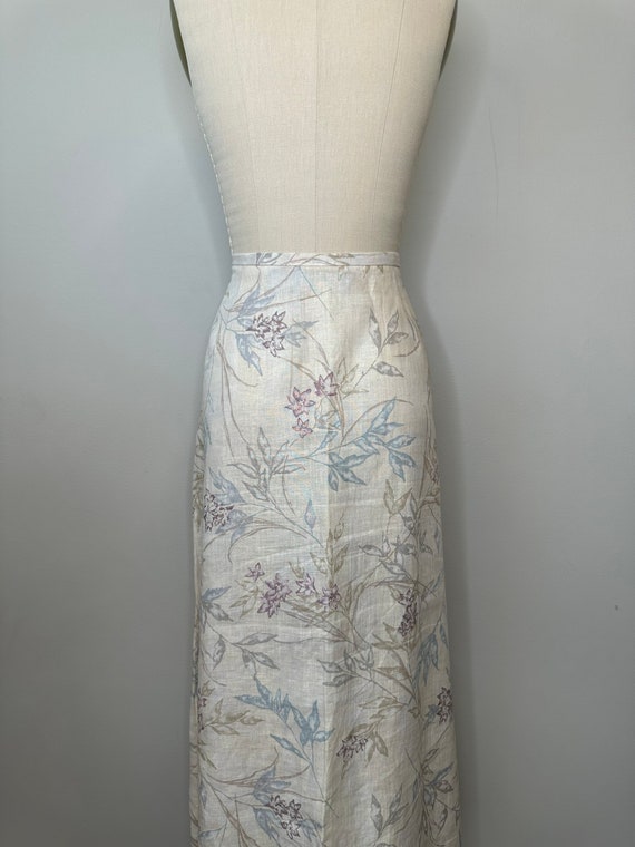Liz Claiborne Cream Linen Pastel Floral Skirt - image 7