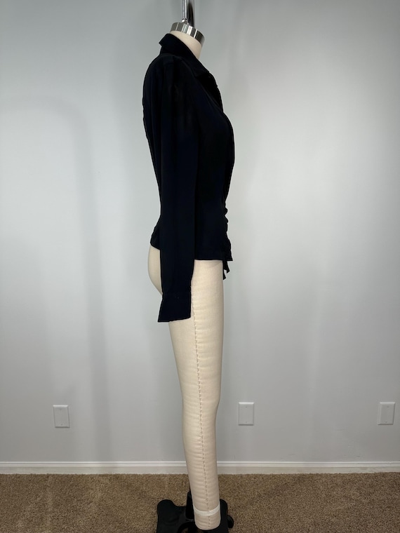 Escada Black Silk Button Drop Blouse - image 4