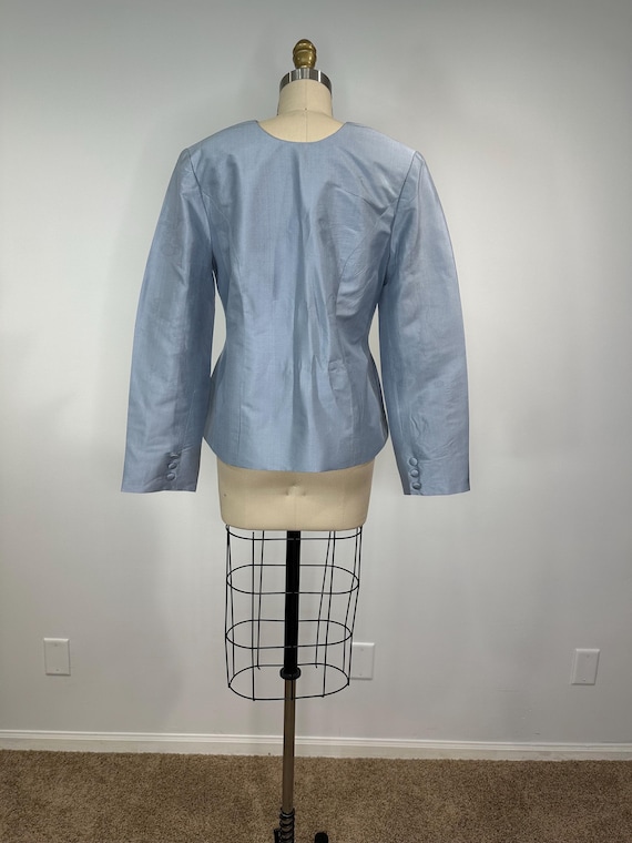 Sky Blue Shiny Button Down Blazer - image 6