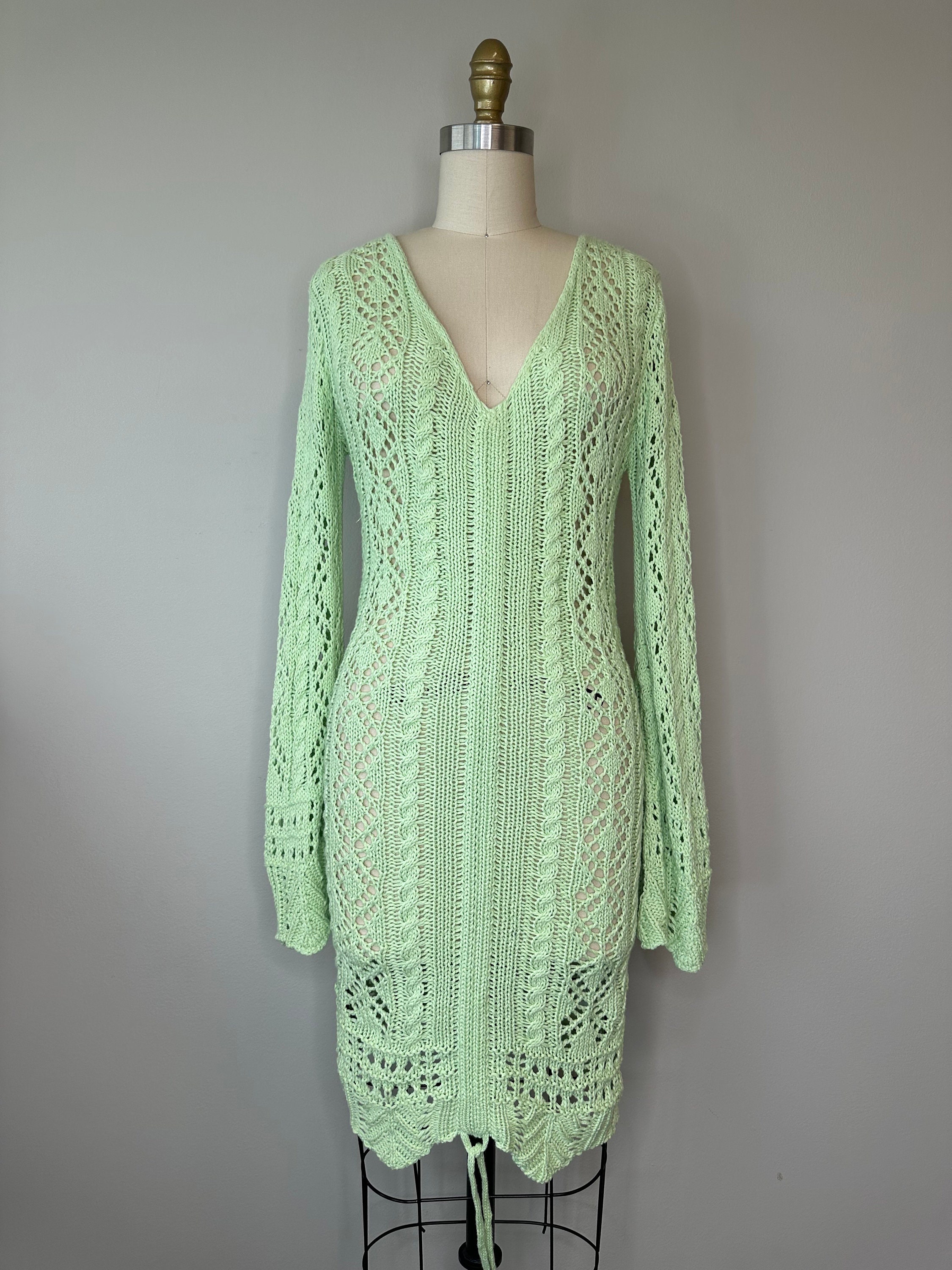 green emerald velvet dress Mint Green Knit Ribbed Maternity Midi Dress Large main image 1