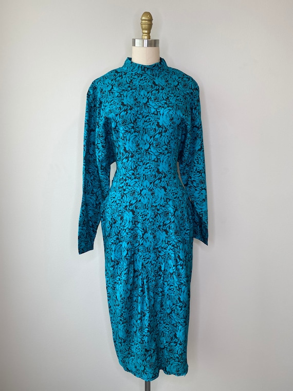 Vintage Turquoise & Black Secretary Dress