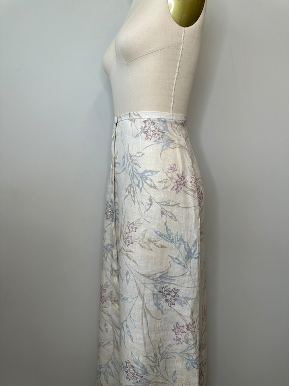 Liz Claiborne Cream Linen Pastel Floral Skirt - image 8