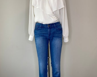 Vintage Beige Ruffle Blouse