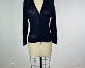 Lauren Ralph Lauren Navy Cotton V Cardigan
