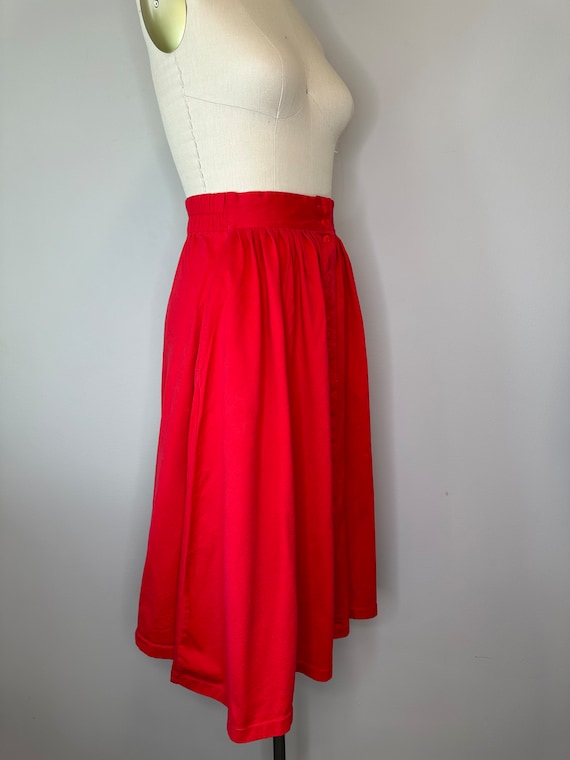 Cherry Red Button Down Skirt with Pockets - image 4