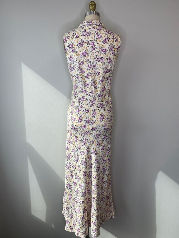 70s botanical garden long sleeveless dress - image 7