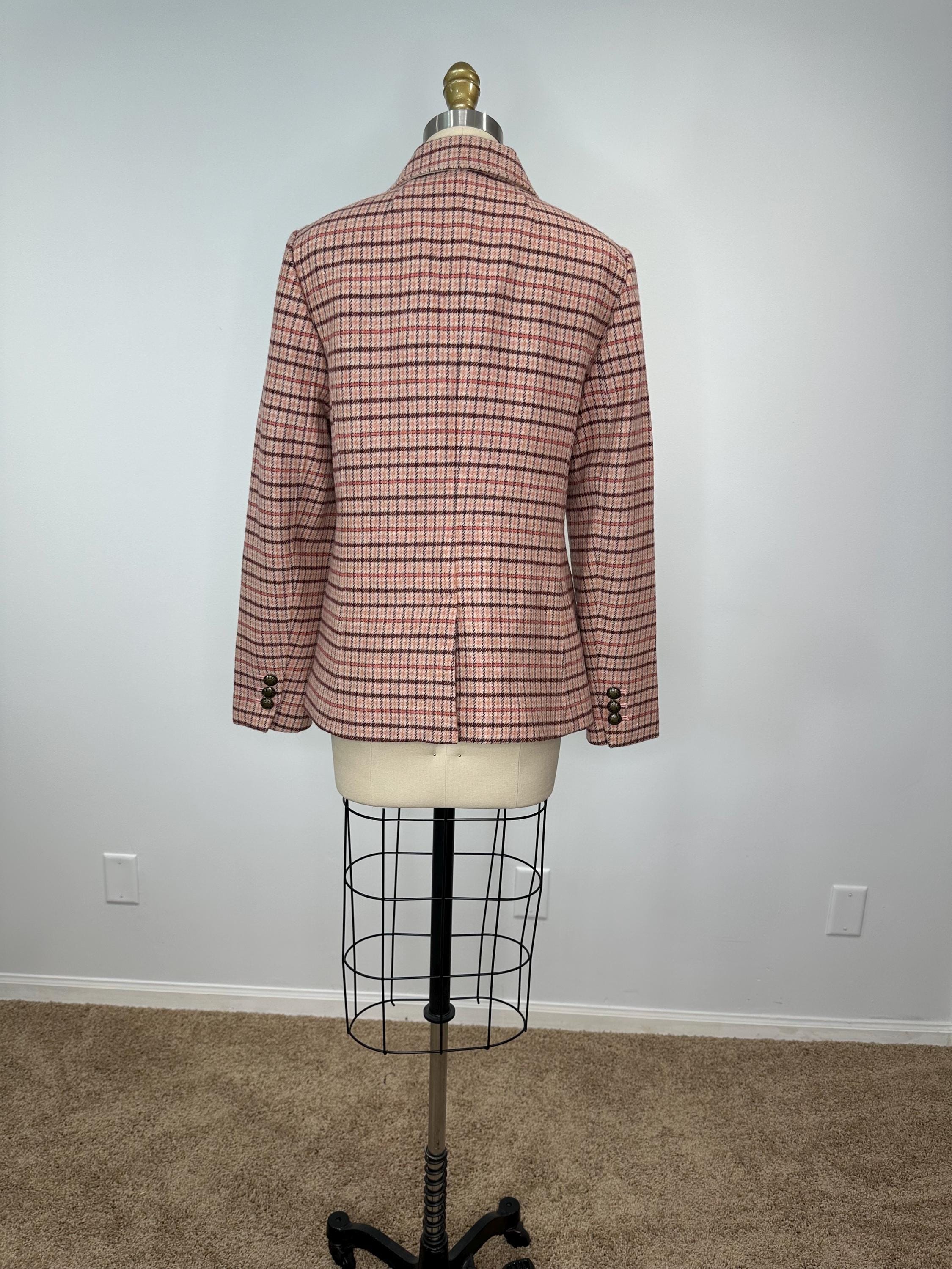 Blazer Talbots Taille 14P En Lin - Couleur Cuivre/Blanc, Tissage Ouvert, Très Bon État