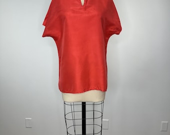 Vintage Red Silk Box Blouse