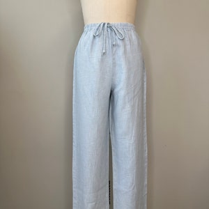 Powder Blue Linen Casual Pants